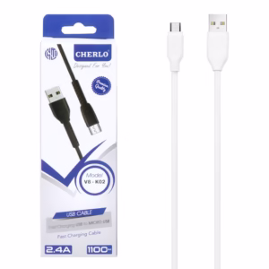 کابل شارژ 1.1 متری فست اندروید CHERLO مدل V8-K02 - مشکی - SMO