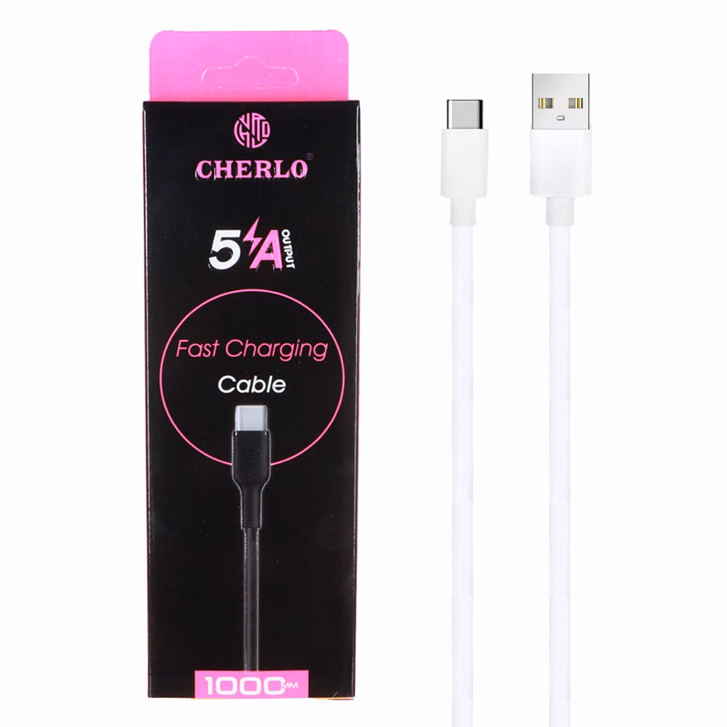 کابل تایپ سی فست شارژ 5 آمپر چرلو CH-TC19 طول 1 متر - سفید