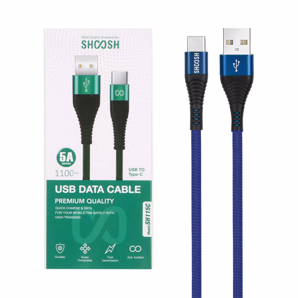 کابل تایپ سی فست شارژ 5 آمپر شوش SH115C طول 1.1 متر - آبی