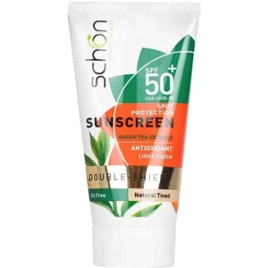 کرم محافظ آفتاب SPF50 دابل شیلد فاقد چربی رنگی 50ML - شون