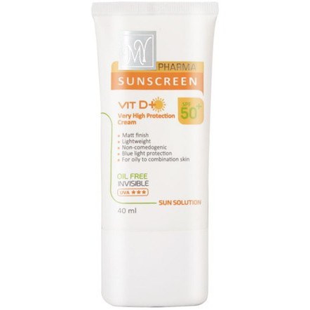 کرم ضد آفتاب SPF50+ سان سلوشن فاقد چربی بی رنگ 40M - مای فارما