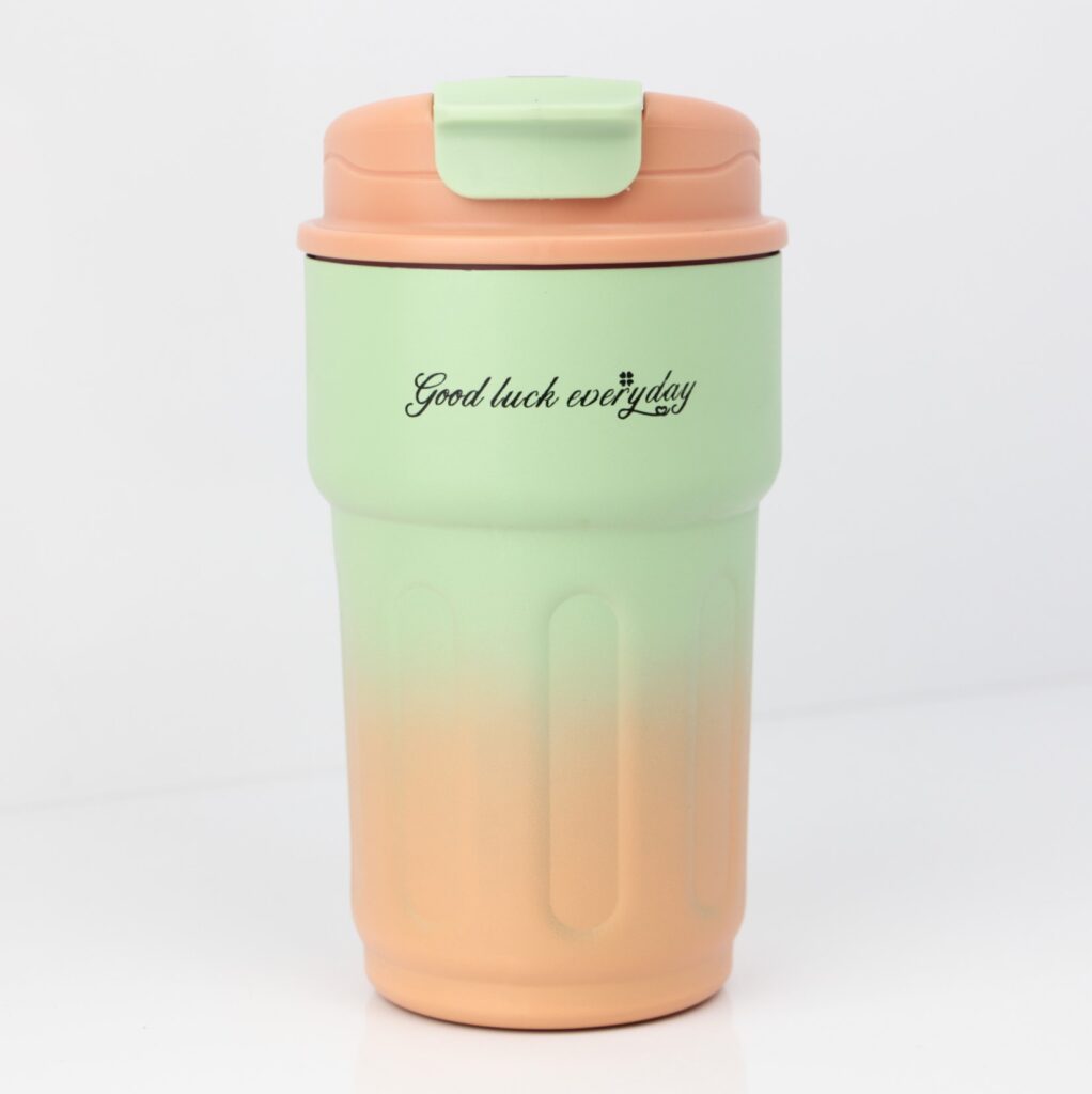 تراول ماگ پاستلی دماسنج دار انبه ای 500ML