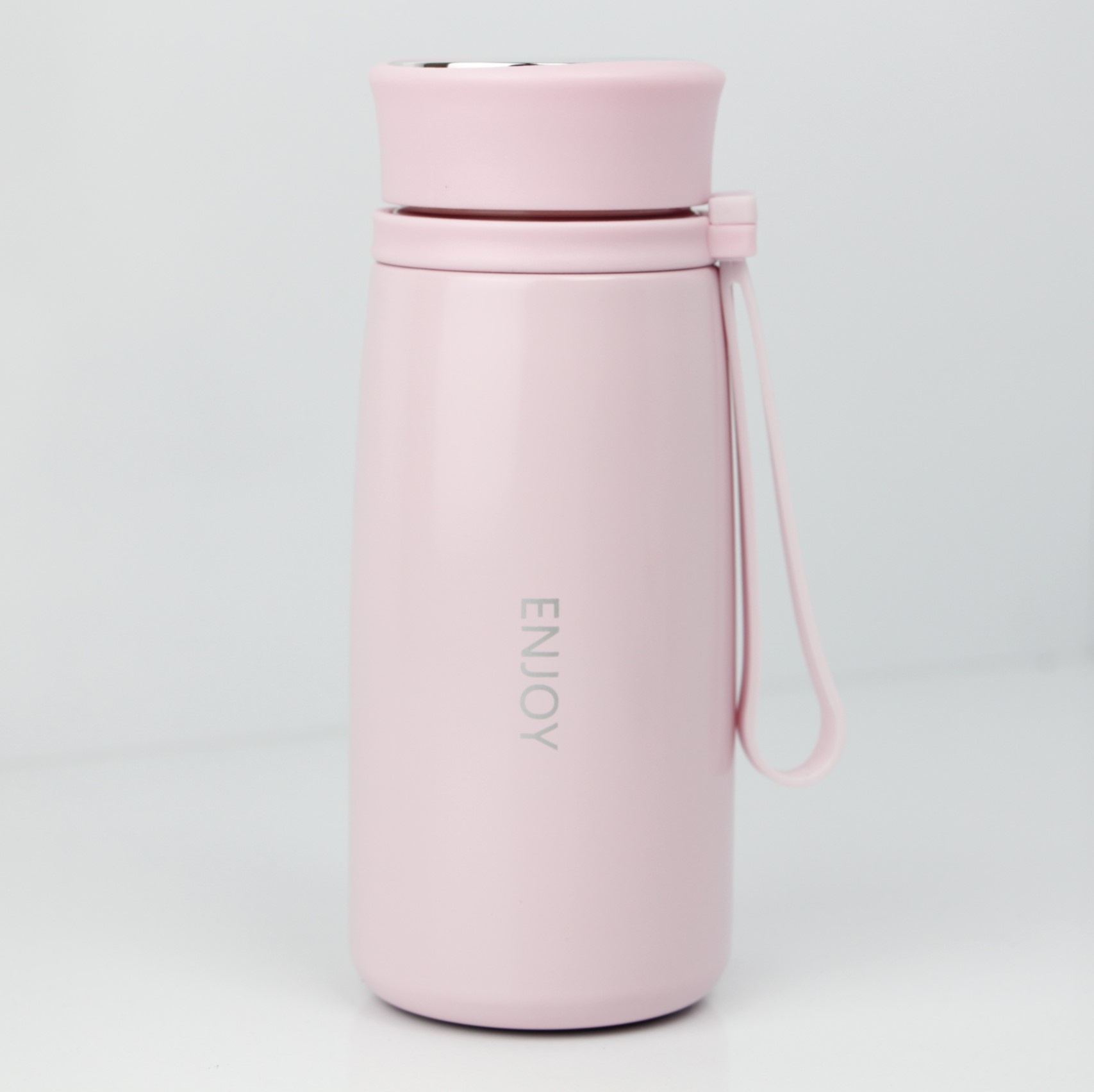 تراول ماگ بند سیلیکونی صورتی INJOY 300ML