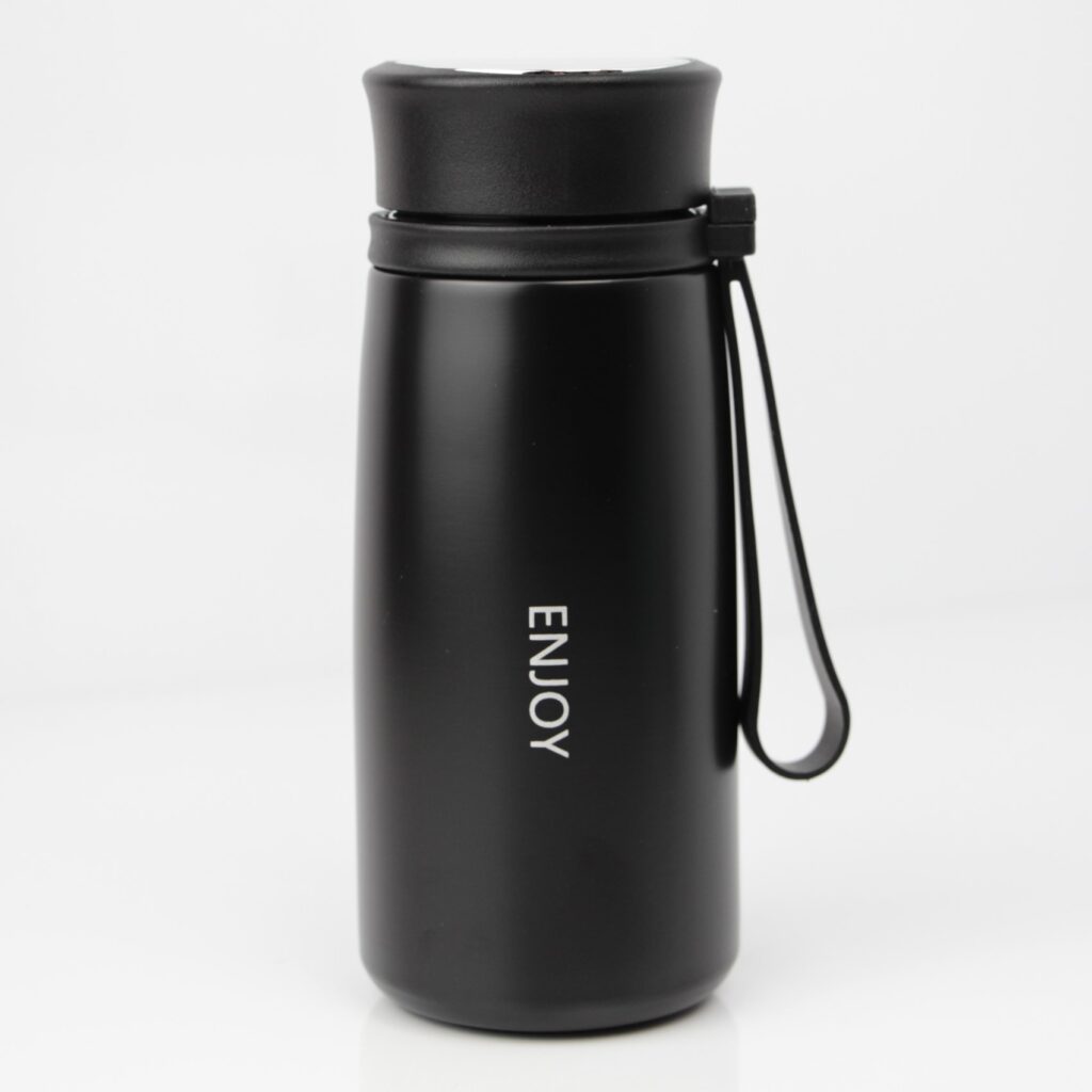 تراول ماگ بند سیلیکونی مشکی INJOY 300ML